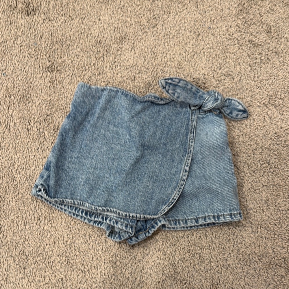 Denim Wrap Tie-Waist Women's Shorts - Light Blue